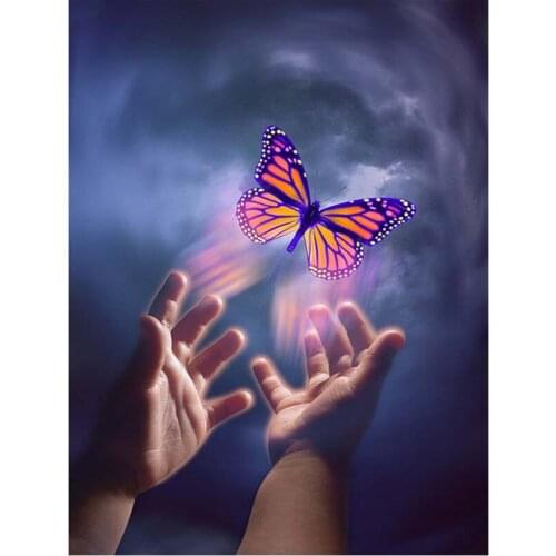 5D Diy Diamond Painting landscape butterfly hands Full Square Diamond Mosaic Embroidery Rhinestone Picture Drop shippingZP-2395