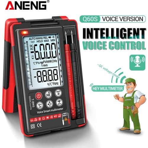 ANENG Q60S Digital Voice Smart Multimeter Transistor Testers 6000 Counts True RMS Auto Electrical Capacitance Meter Resistance
