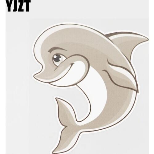 YJZT 14.3CMX15.9CM Lovely Fish Car Sticker Dolphin Fish Pvc Decal Accessories 6A-0283