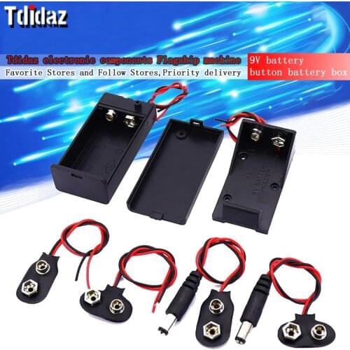 9V battery button battery box T/I type 9 volt with cover with switch with 5.5*2.1 plug 6F22 square battery holder