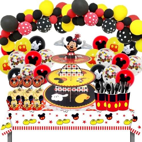 Mickey Mouse Party Bedroom Decor Birthday Disposable tableware decoration anniversaire for baby baptism party paper plate decor