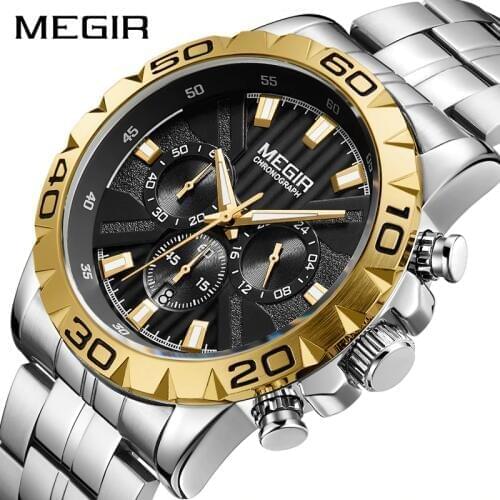 2020 New MEGIR Watch Men Chronograph Quartz Business Mens Watches Top Brand Luxury Waterproof Wrist Watch Reloj Hombre Saat