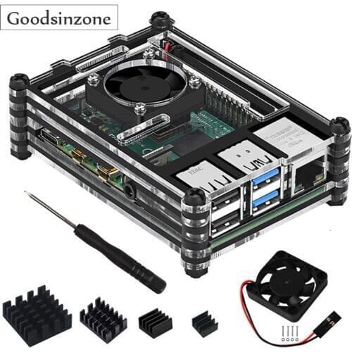 Raspberry Pi 4 Model B Case with Fan Kit + 4PCS Heatsinks Heat Sink for Raspberry Pi 4 Model B (RPI 4 Board Not Included)