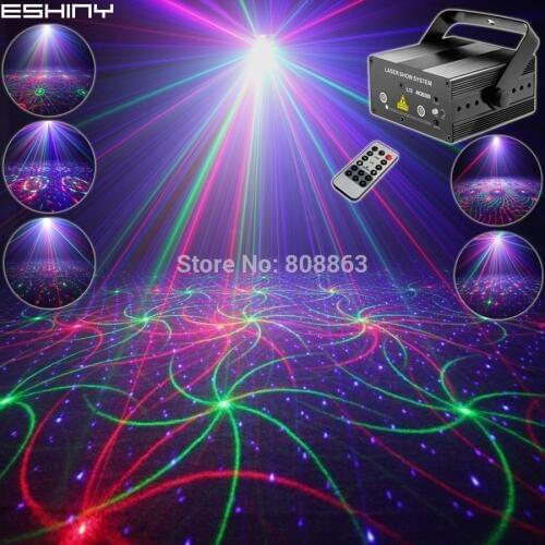 ESHINY MINI RGB Laser 12 Patterns Projector Full Color Club Home Party Bar DJ Holiday Disco Xmas Dance Effect Stage Light T158D2