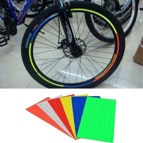 1Pc 21* 0.9cm PVC Bicycle Wheel Rim Mountain Bike Reflective Stickers Car Motorcycle Fluorescent Tape Decal Driving Safety Decor
