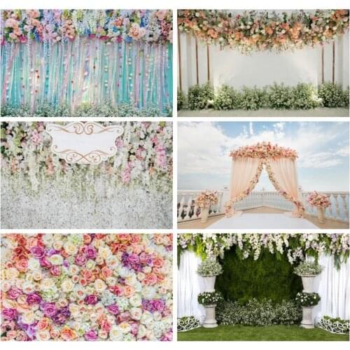 Laeacco Wedding Valentines Day Flower Marriage Birthday Party Photocall Castle Backdrops Photography Background Photo Studio