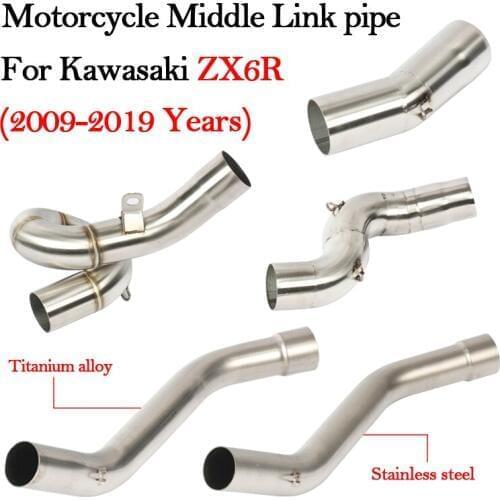 Slip on Motorcycle Exhaust Muffler Stainless Steel/titanium Alloy Middle Connection Link Pipe For Kawasaki ZX6R 2009-2019 Years