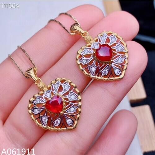 KJJEAXCMY fine jewelry natural ruby 925 sterling silver women pendant necklace chain support test fashion