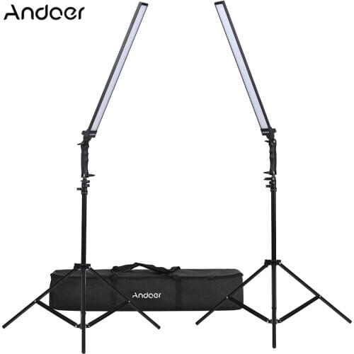 Andoer Photography Studio Lighting Kit Dimmable LED Video Light Handheld Fill Light Light Stand 5500K CRI90+ for Photography
