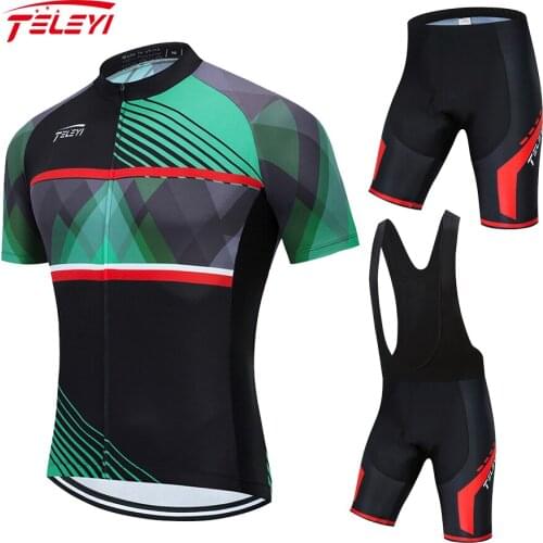 2021 Teleyi Cycling Jersey Set Team 3D Bike Shorts Suit Ropa Ciclismo Mens Summer PRO Bicycle Maillot Pants Clothing#21