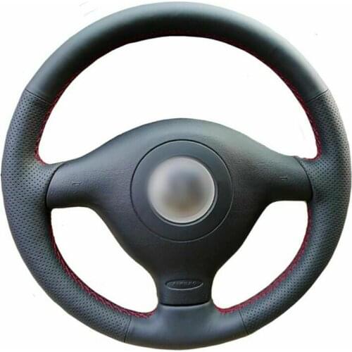 For VW Glof 4 1998-2004 Passat 1996-2005 Polo Seat Leon Skoda Fabia Top Leather Steering Wheel Hand-stitch on Wrap Cover