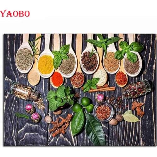 Kitchen spices diy diamond painting cross stitch Full Resin square/round drill Mosaic Painting Diamond Embroidery for sale