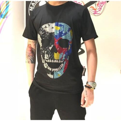 Summer Hip Hop T Shirts Men Diamonds T-Shirt Men man and women Hot drill Streetwear Tshirts Short Sleeve Casual Top Cotton