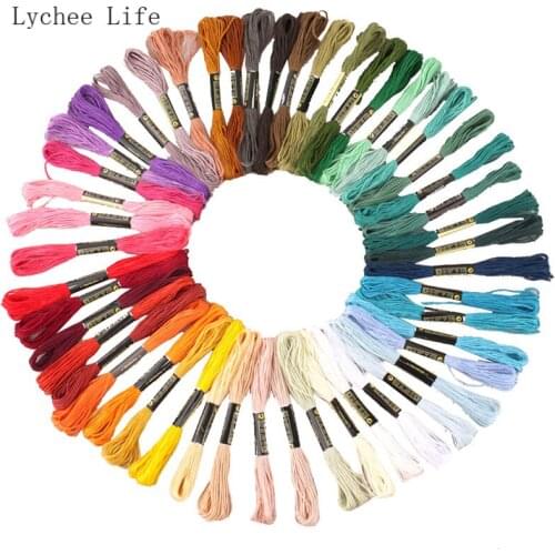 Lychee Life 50Pcs/lot 100% Polyester Sewing Thread For Garment Embroidery Thread Diy Cross Stitch Materials