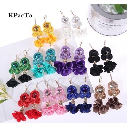 KPacT Fashion Soutache Long Hanging Earring Jewelry Women Handmade Big Drop Earring Ethnic Style Clothing Accessories Oorbellen