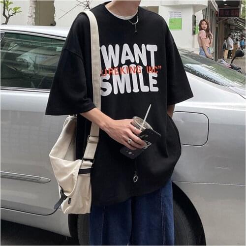 Men Summer Clothing 2021 Vintage Clothes T-Shirt Male Kawaii T Shirts Streetwear Men Hip Hop Loose Half Sleeve Korean T-Shirt