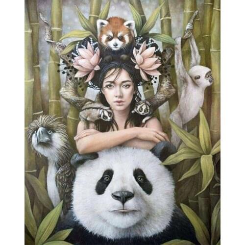 Pictures Of People And Nnimals DIY Oil Painting By Numbers HandPainted Kits Drawing Pictures By Numbers Portrait Home Decortion