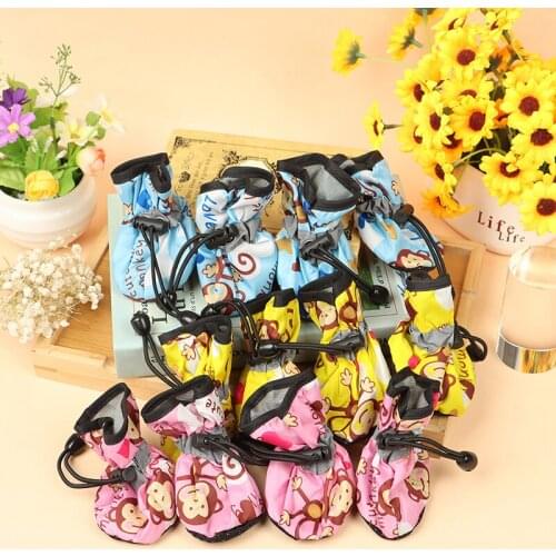 4Pcs/set Waterproof Pet Dog Shoes Anti-slip Pet Puppy Rain Snow Boots Footwear