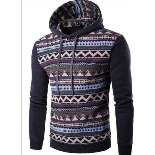 2018 New fashion wide-waisted casual men clothing cotton argyle printed mens raglan sleeved hoodie Sweatshirt male hip hop