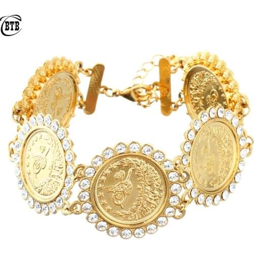 Oman Coin Turkey Coin Bracelet for Women Gold Color Turks Simgesi Osmanli Turasi Muslim Islam Bangle Arab Allah Jewelry