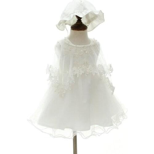 Wholesale Baby Girl Dresses Newborn Summer Kids First Birthday Outfit Frocks Princess Lace Christening Clothes Baptism Gown W15