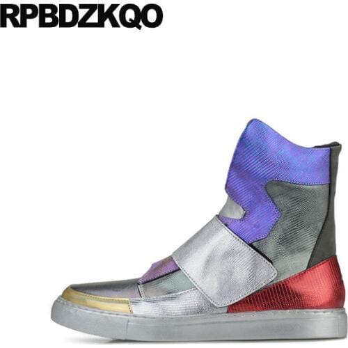 Autumn High Top Patchwork Ankle Designer Shoes Men Quality Full Grain Boots Genuine Leather Harajuku Lace Up Sneakers Trainer