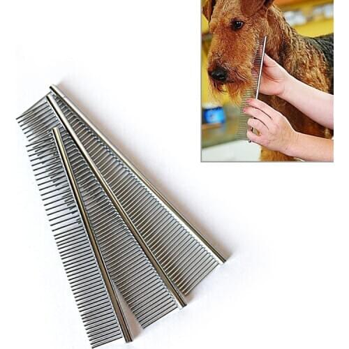 Pet Dematting Comb - Stainless Steel Pet Grooming Comb for Dogs and Cats Gently Removes Loose Undercoat, Mats, Tangles and Knots