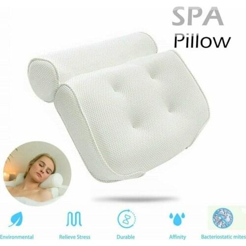 D2 SPA Bath Pillow with Suction Cup Neck Back Support Thickened Bath Headrest Pillow for Home Spa Tub Bathroom Bath Cushion Gift