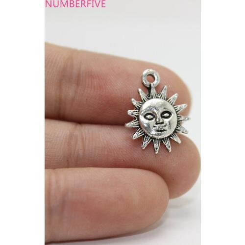 50pcs/ Sun Charms Antique Silver Tone 15x13mm Sun Charms pendant