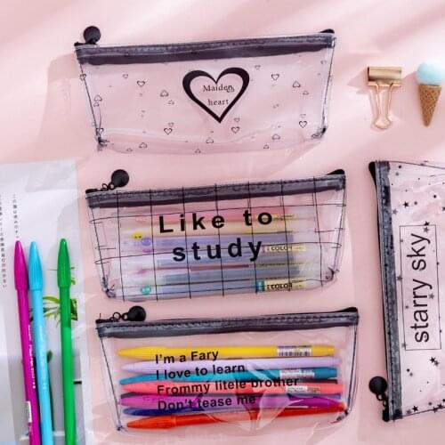 1 Pcs Kawaii Pencil Case Cartoon Transparent Letter Octagonal School Pencil Box Pencilcase School Supplies Stationery