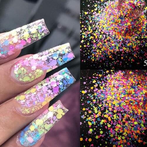 Mixed Color Nail Art Glitter Hexagon Neon Shape Nail Sequins Flakes Slice Mixed Glitter Powders Gel Nails Manicure Decoration