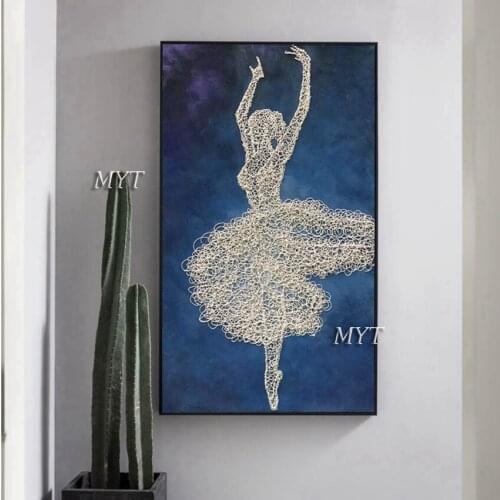 Hand Painted Girl Dancing Ballet Oil Painting Canvas Picture Art Abstract Heavy Textured Thick Acrylic Paintings Wall Art