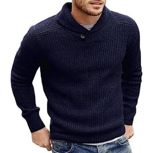 Autumn Winter Sweater Men Lapel Collar Long Sleeve Sweaters Pullovers Thick Warm Knitted Pullover Mens Sweaters Knitwear