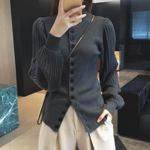 Womens sweater 2021 new fashion retro finale single-breasted wool knitted cardigan sweater women