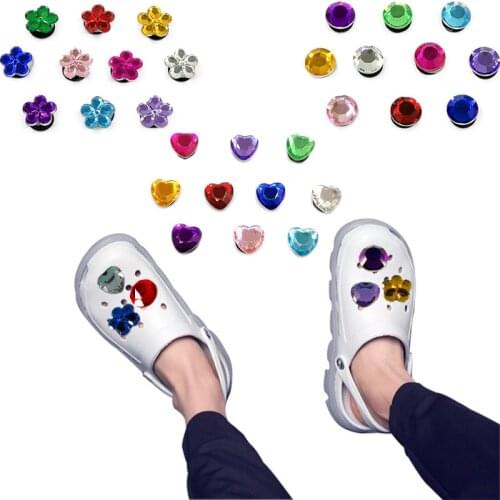 50pcs Crystal Flower Heart Shoe Charms Gem Decorations Shoe Ornaments Accessories for Girls Birthday Gift