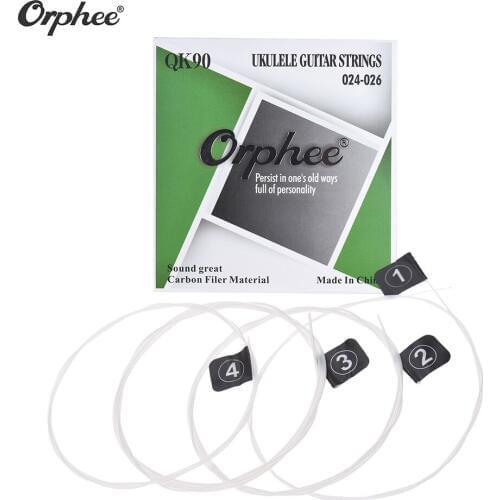 Orphee QK90 Professional Full Set Clear Nylon White Carbon Fiber Ukulele Strings for Soprano Concert Tenor