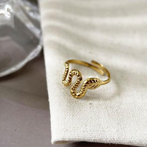 Gothic snake open adjustable rings for women stainless steel simple rings free tarnish vintage jewelry wholesale items trendy 20