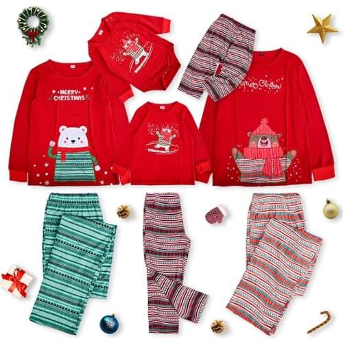 2021 Family Christmas Matching Pajamas Set Xmas Adult Kids Pyjamas Nightwear Baby Romper Cute Nightgowns & Sleepshirts Sleepwear