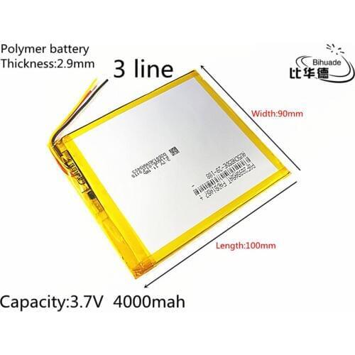 3 line Free shipping Polymer lithium batteries 3.7V 4000mAh 2990100 3090100 For 7 inch 9 inch 12-inch Tablet PC