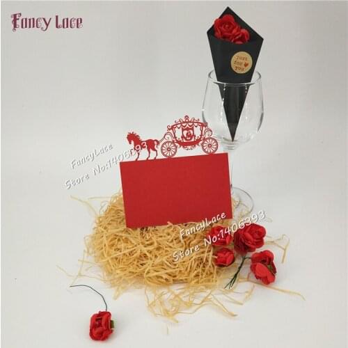 50pcs Carriage Laser Party Table Name Place Cards Wedding Table Decoration Marriage favors Party Table card Supplies Party Decor