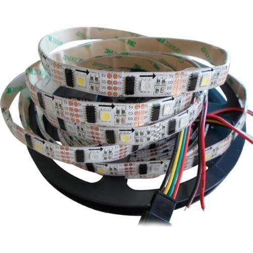 5mX Programmable WS2801 32LED/m 32IC/m DC5V input 5050 RGBW digital LED strip IP30/IP65/IP67 white PCB free shipping