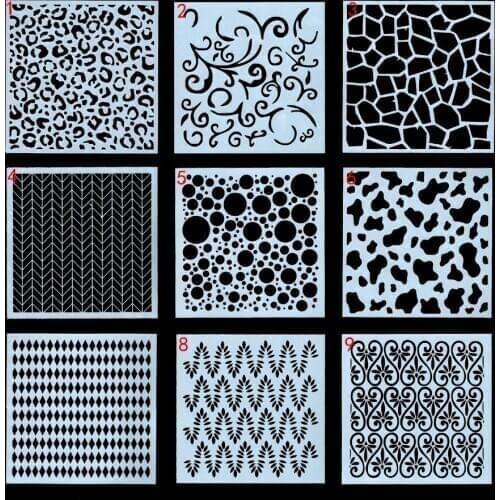 9pcs 13*13cm DIY Craft Layering Flower Brick Stencils For Walls Painting Scrapbooking Stamping Embossing Album Decorative Paper