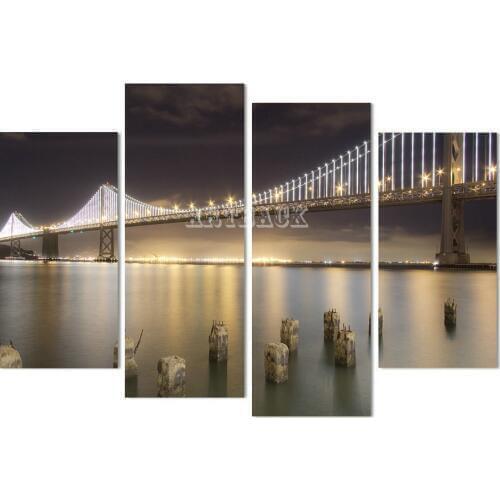 DIY diamond painting cross stitch bridge night scene 5D diamond embroidery full diamond mosaic painting crafts 4pcs / set