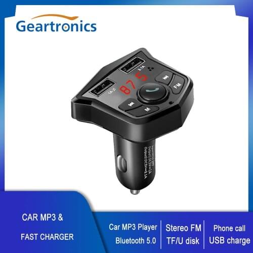 Car MP3 Player Bluetooth 5.0 Hands-Free Phone Call Car Kit FM Transmitter Dual USB Charger LCD Digital Voltmeter Music Players