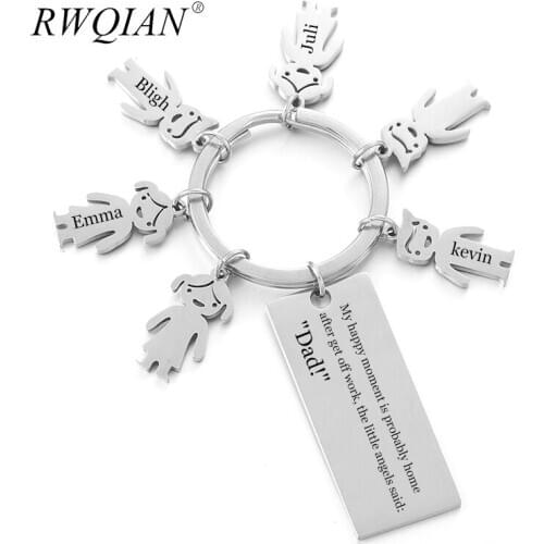 Family Personalized Name Keychain for Women Men Gold Silvery Color Stainless Steel Custom Nameplate Keyring Key Ring Accessories