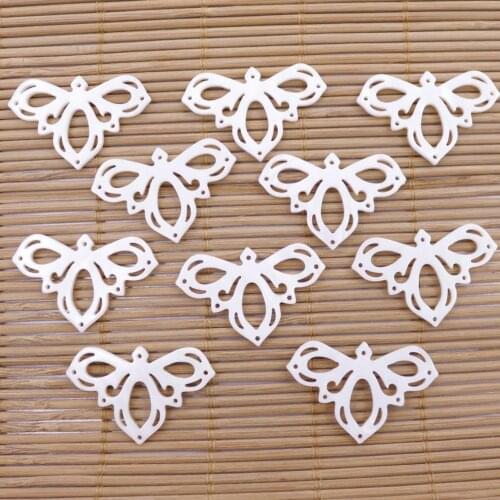 10 PCS Shell Natural White Mother of Pearl Loose Beads Lotus Flower 22mmX35mm