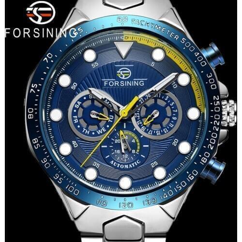 FORSINING Stainless Steel Men Wristwatch Automatic Mechanical Military Sport Male Clock Top Brand Luxury Classic Man Watch 6911