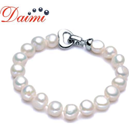 DAIMI Trendy Baroque Pearl Bracelet Natural White Freshwater Gift For Women