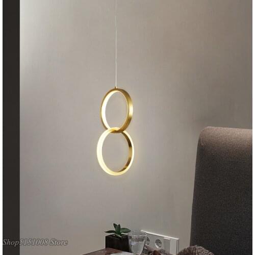 Nodic Golden Color 2 Round Circle LED Pendent light Modern LED Hanging Lamps For Dining Room Living Room Bedroom Besides Decor