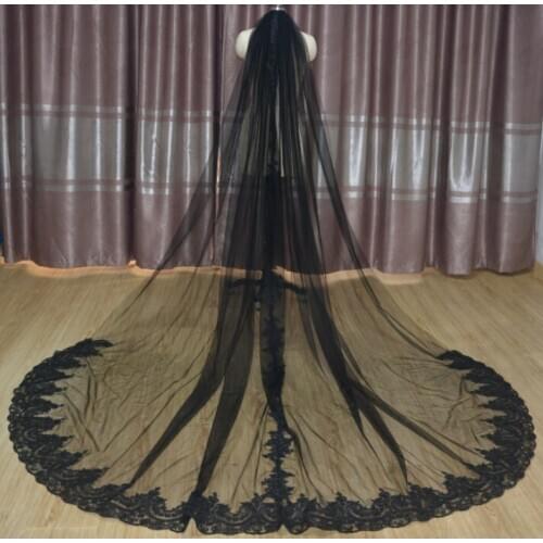3M 4M 5M Cathedral Lace Bridal Veils 1 layer Wedding veil with comb White Ivory black wedding accessory